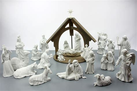 avon white porcelain nativity set|avon my first nativity set.